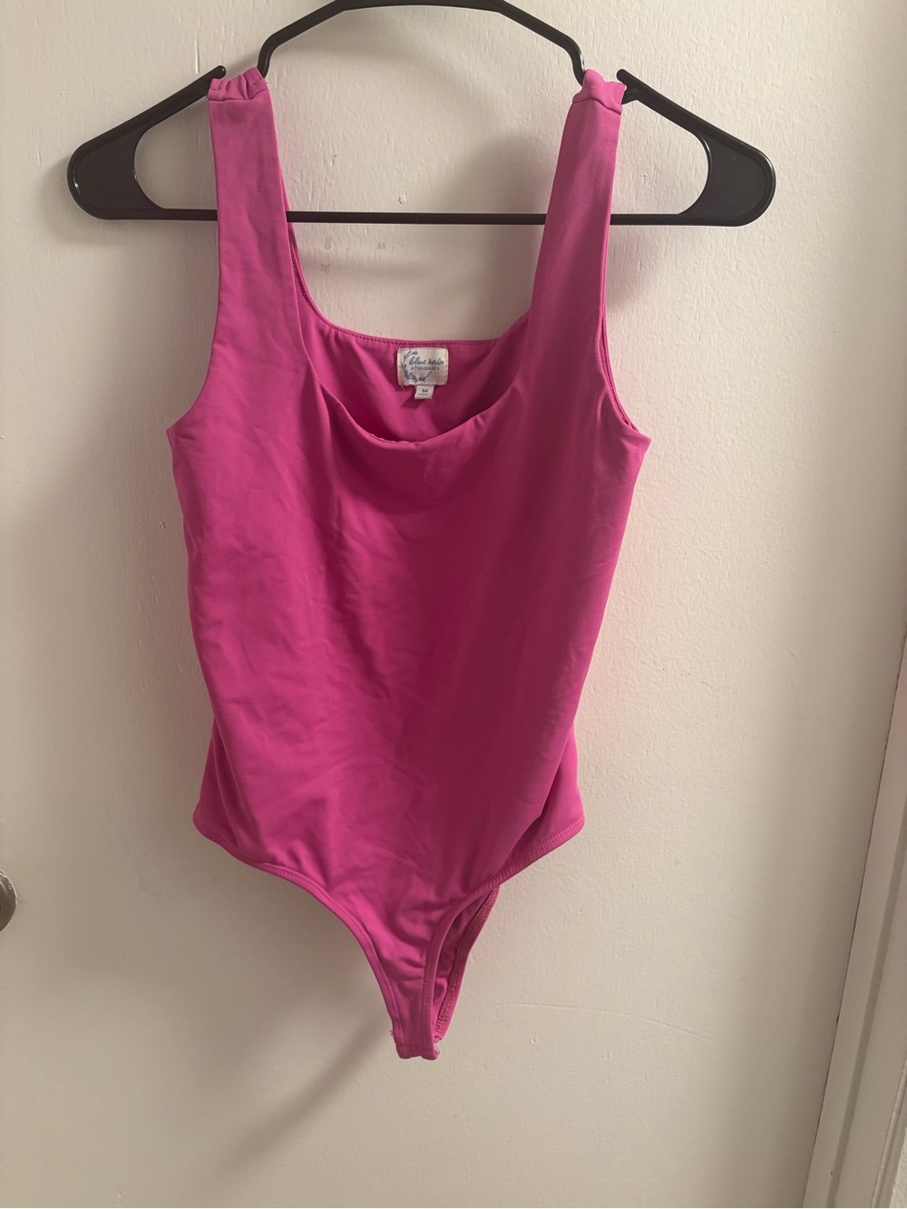 Blue Rain for Francesca's Bright Pink Square Neck Bodysuit Size M